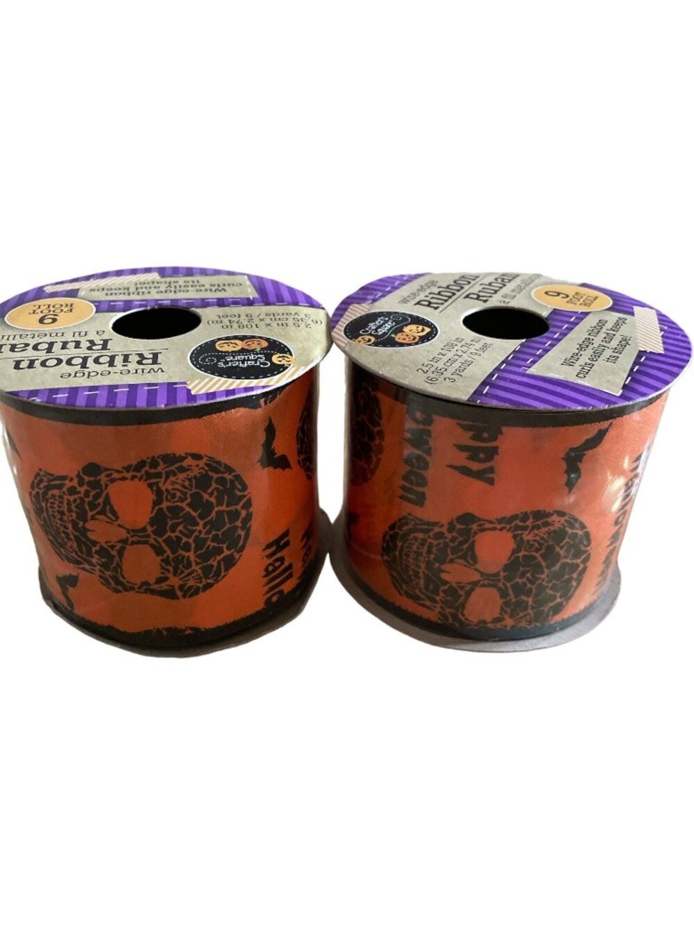 Crafter Square Halloween Skull Wired Edge Ribbon 2 Rolls 2.5in X 108in 3 Yard ne